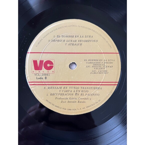 El Hombre En La Luna Narration Sonido Original LP Velasco Zabludovsky VCL 10041 - Picture 7 of 7